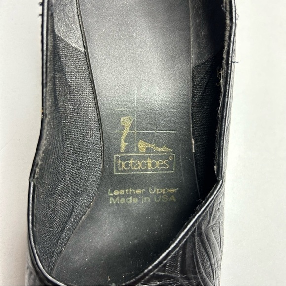 Tic tac toes Black Leather Embossed Loafers Sz 8 - Picture 9 of 12
